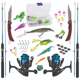 KIT DE PESCA 10KG C/2 VARAS 2 PARTES + 2 MOLINETES + ITENS em Oferta na Shopee