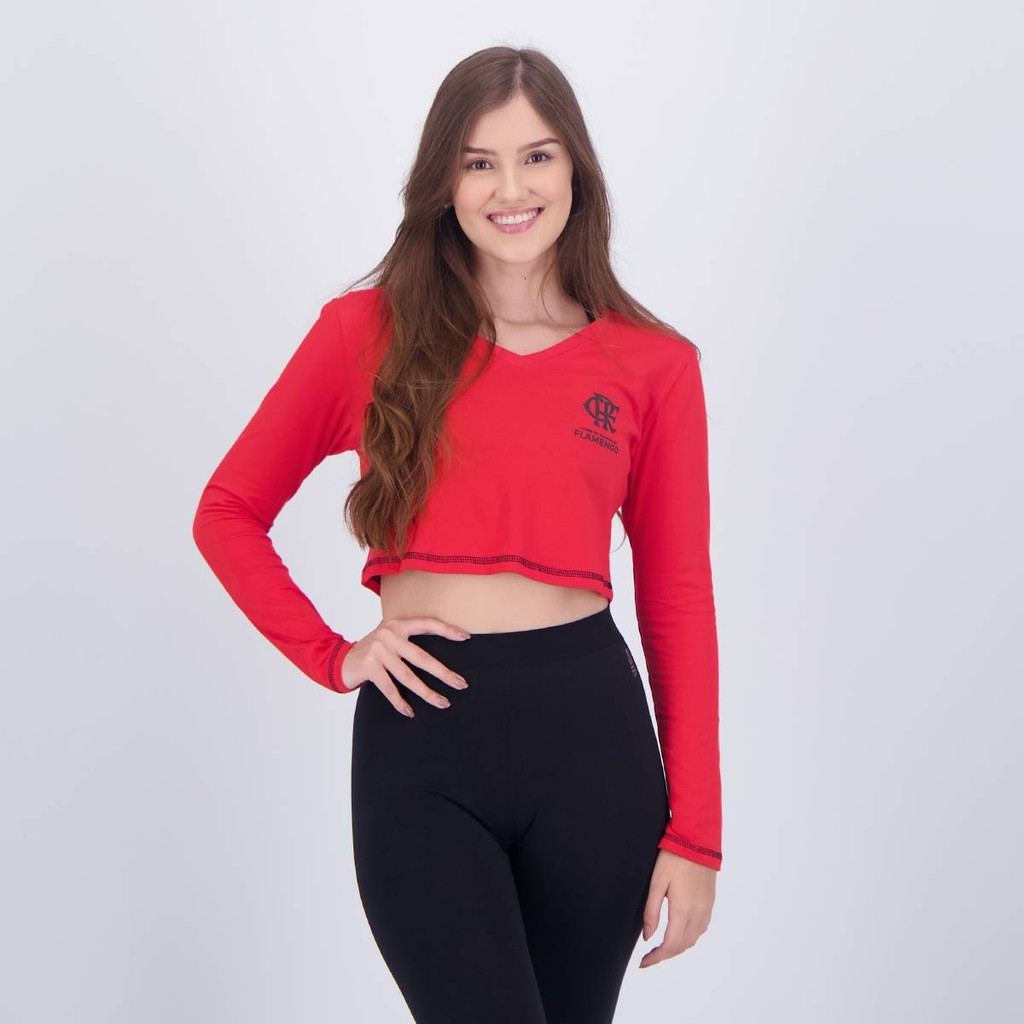 Cropped Manga Longa Flamengo Heath Feminino Vermelho - Women Clothes