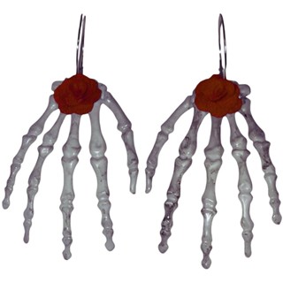 Brinco Gótico Mão de Caveira Esqueleto Com Rosa Vermelha  Argola Prateada pra Fantasia Halloween Caveira Mexicana em Oferta na Shopee