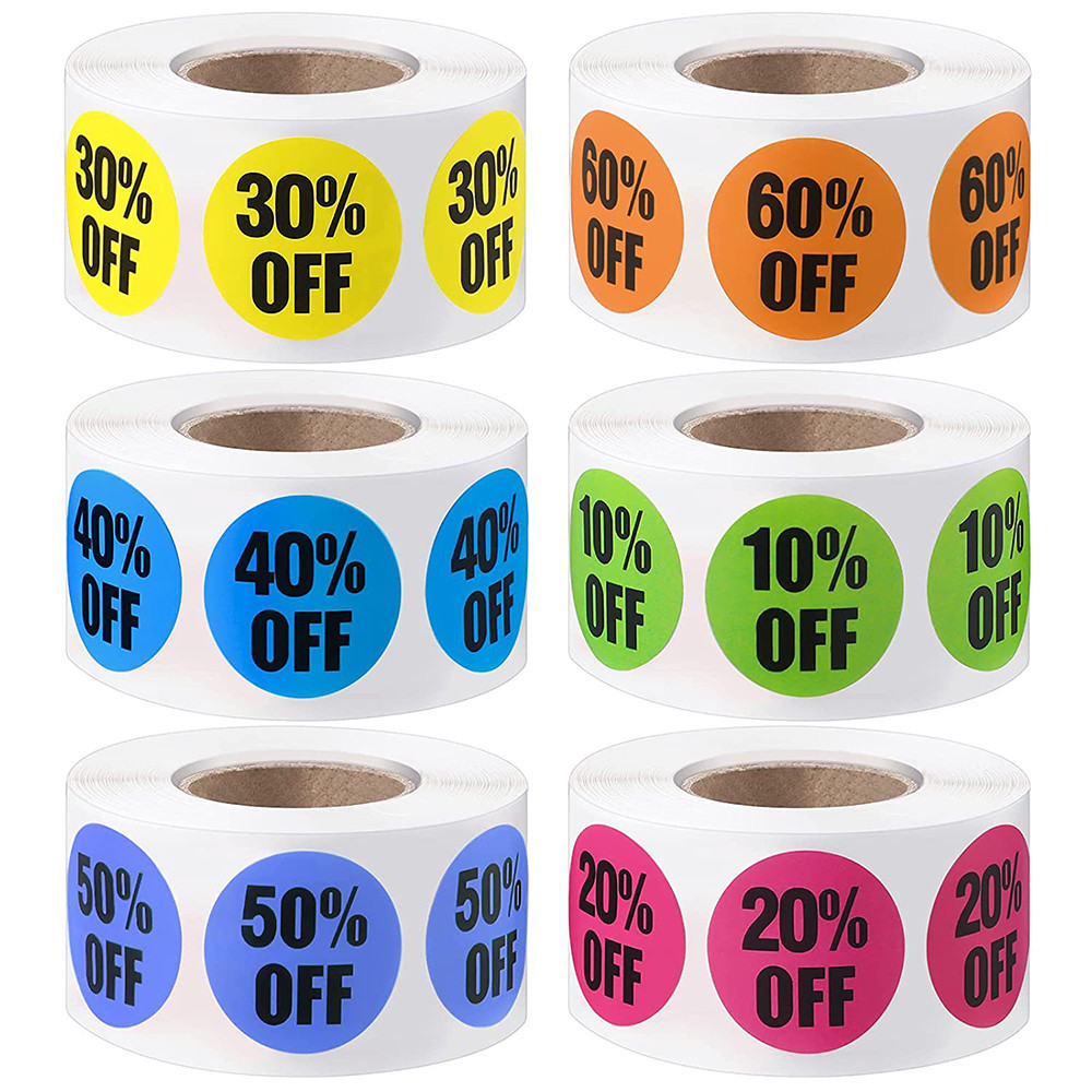 500 Peças 10 A 60 Por Cento De Desconto Adesivos Etiquetas Adesivas Para Promoção De Loja De Varejo Etiqueta De Preço De Venda em Oferta na Shopee