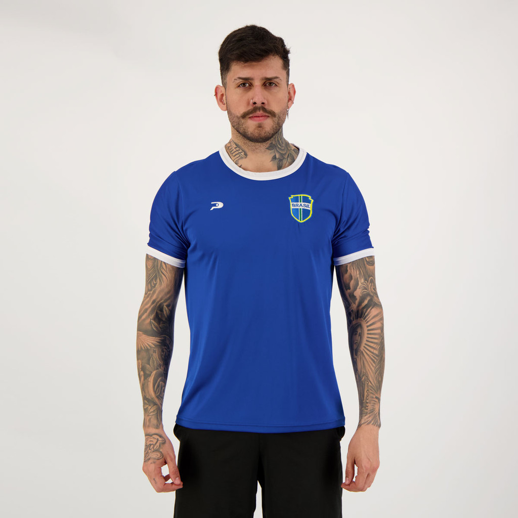 Camisa Placar Brasil Brasão Azul em Oferta na Shopee