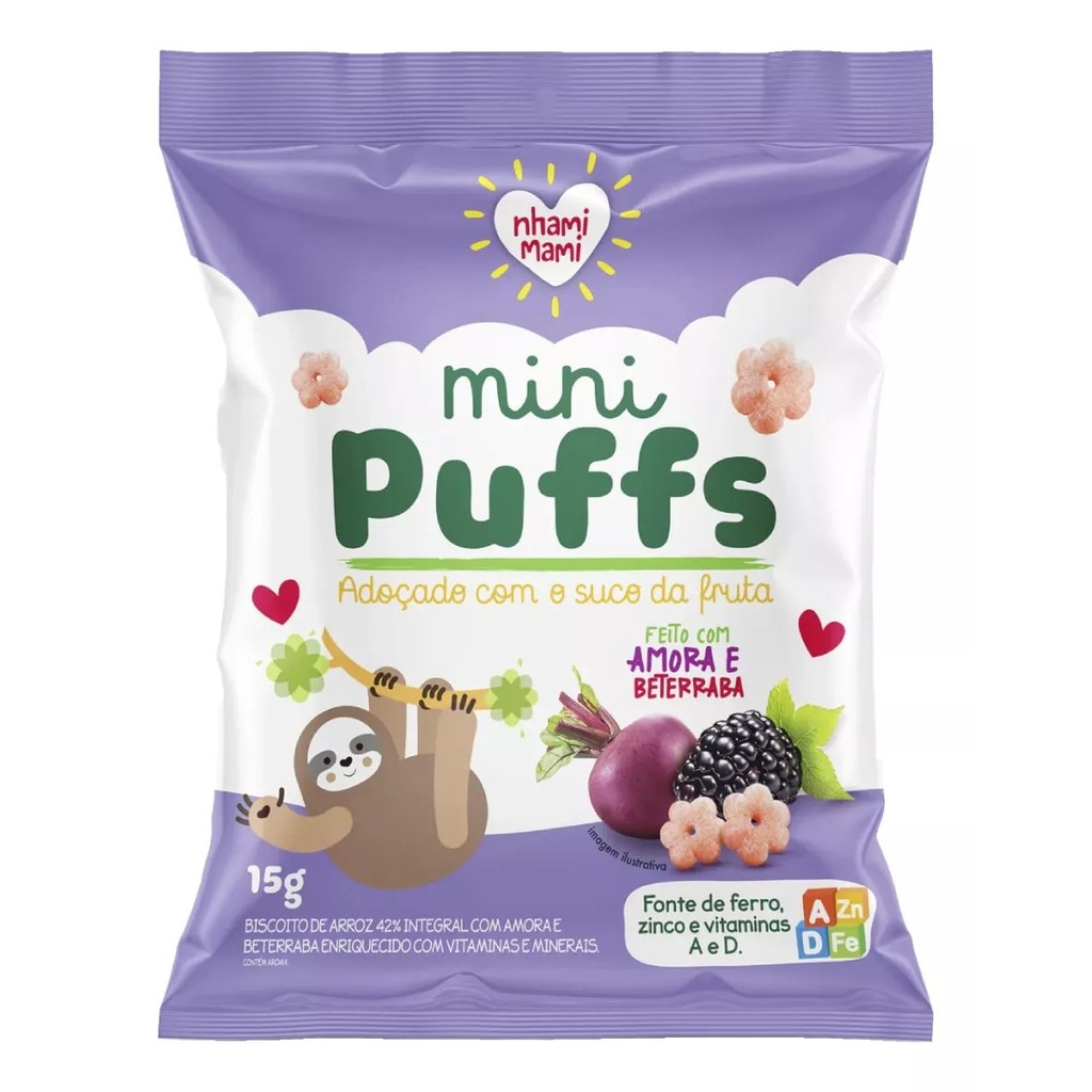MINI PUFFS AMORA E BETERRABA 15g - NHAMI MAMI