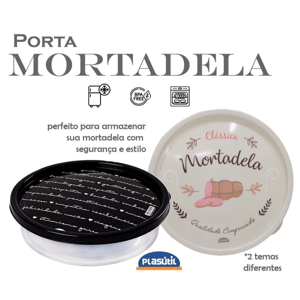 Porta metade Mortadela - Pote plástico com tampa para guardar frios 750 ML - Qualidade Plasútil