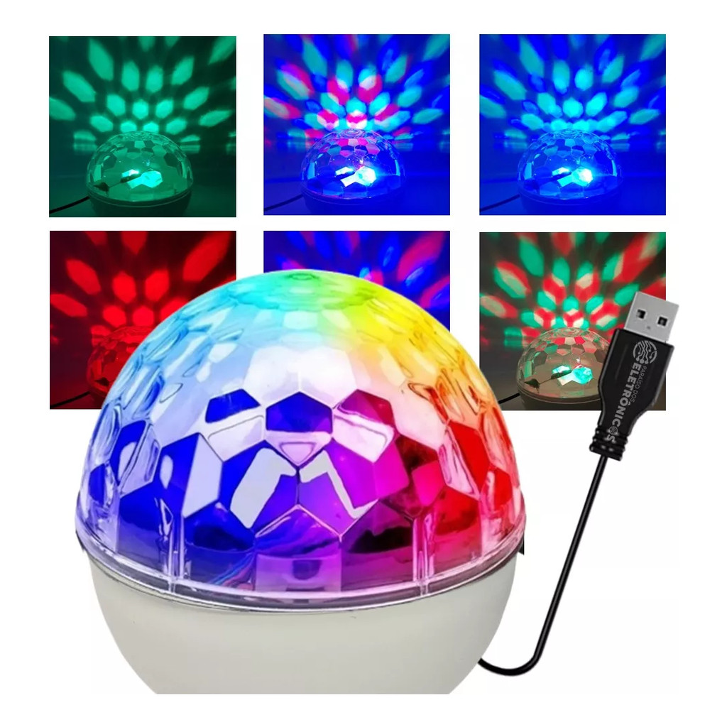 Globo Bola Maluca Luz Led Colorido Rgb Usb Mini Iluminação Vibrante Festa Balada  Balada LEY2147