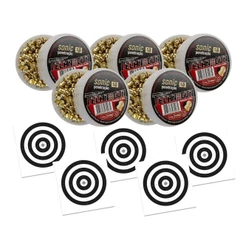Kit 03 Chumbinho Sonic Gold Latonado 5,5mm 125 Unid+30 Alvos