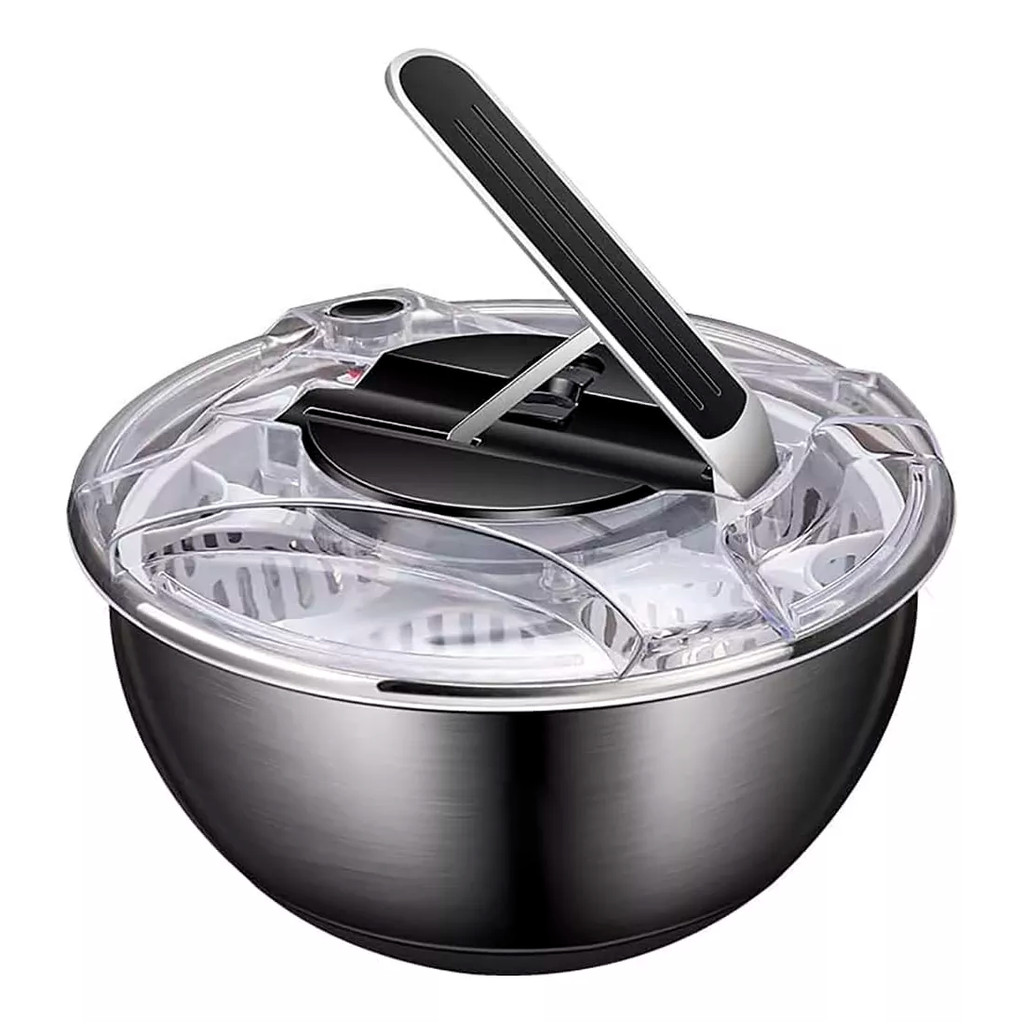 Centrifuga Seca Salada Inox 3,5 Litros Secadora Escorredor De Saladas Folhas E Verduras Mi...