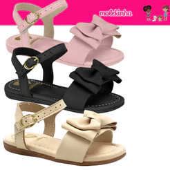 Sandália Feminina Infantil Molekinha Rasteira Laço Delicada Conforto