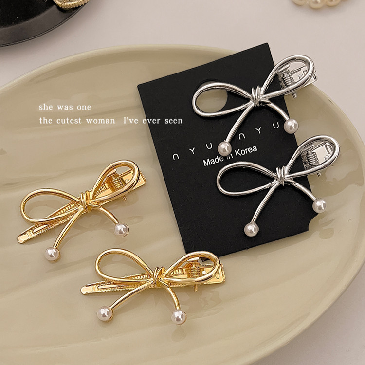 Design Simples Prata Ouro bowknot Hairpin Franja Clipes Princesa Headwear Acessório De Cabelo