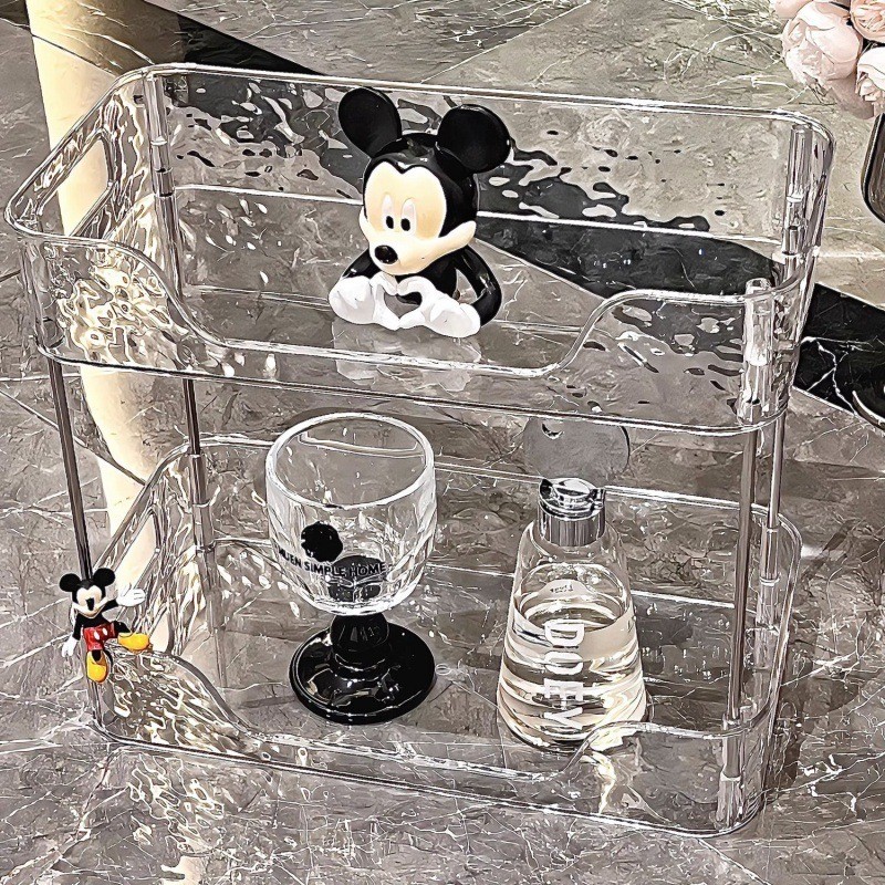 Prateleira 2 Andares Organizador Diamante Acrílico Porta Maquiagem Suporte Multiuso De Mesa