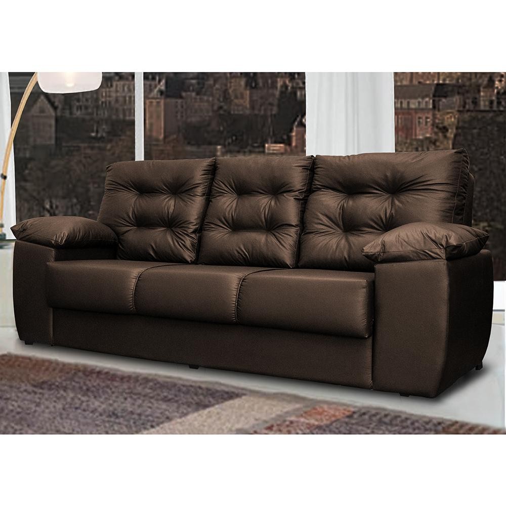 Sofá Luxemburgo 3 Lugares 2,02m Tecido Courino Marrom em Oferta na Shopee