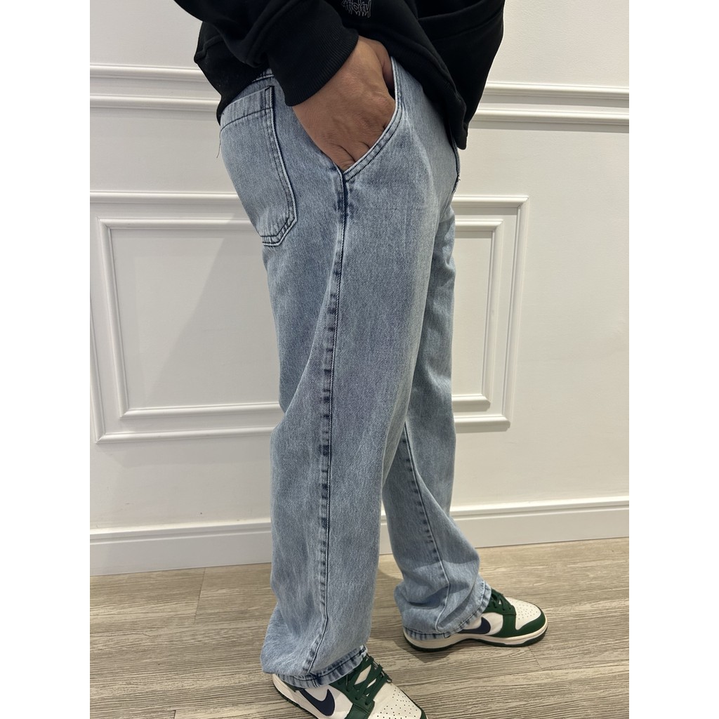 Calça Jeans Reta Cargo Baggy Masculina Balão Larga Carpenter