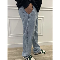 Calça Jeans Reta Cargo Baggy Masculina Balão Larga Carpenter