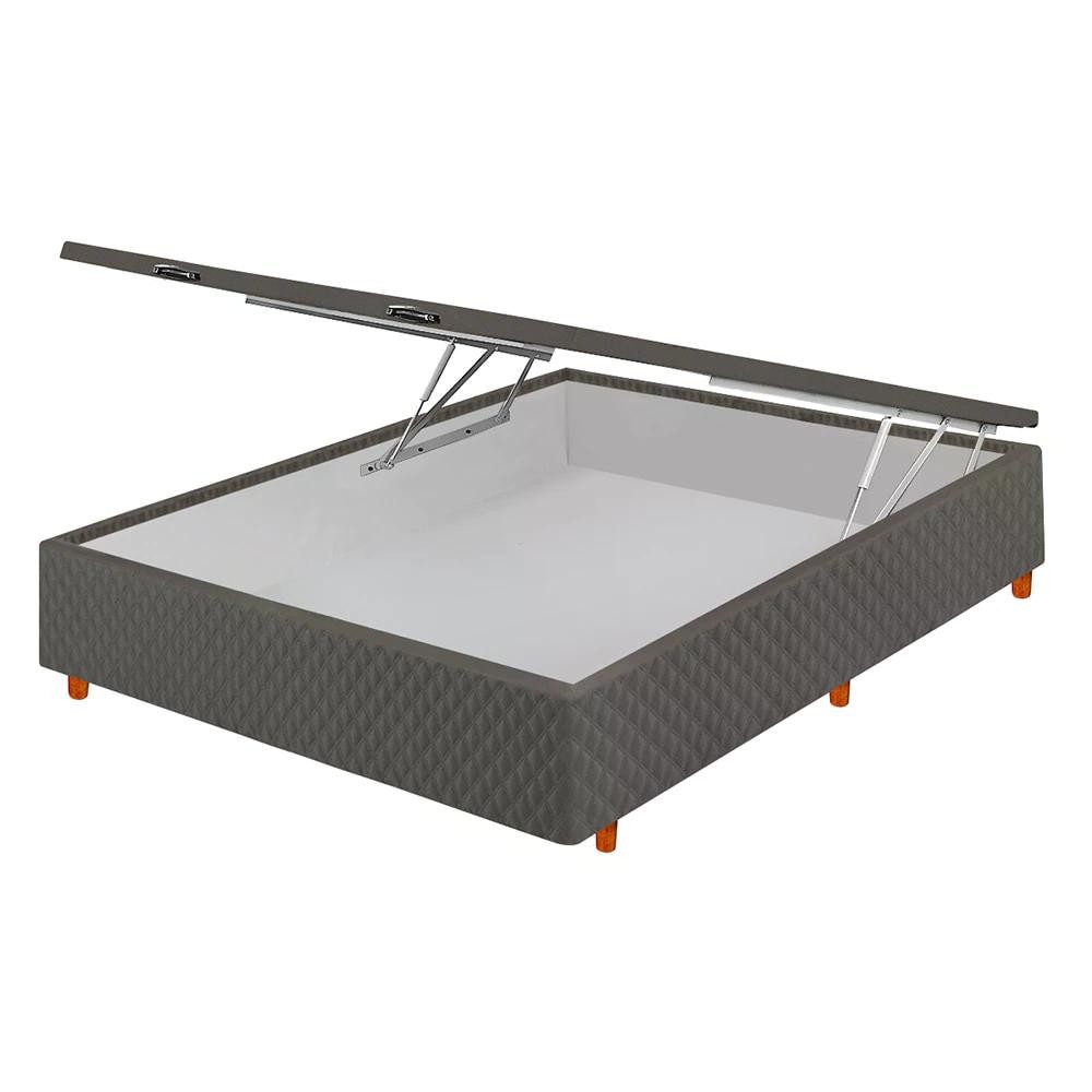 Base Box Baú Casal Cristalflex 138x188x44cm Suede Chumbo Espaço Extra Organização em Oferta na Shopee