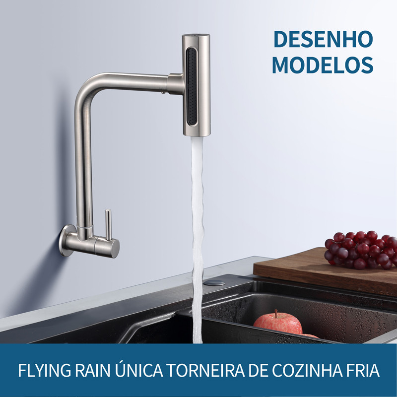 Torneira Banheiro De Aço inox 304 Quatro Modos Torneira Gourmet Flexível Cozinha montada na parede Spray em Oferta na Shopee