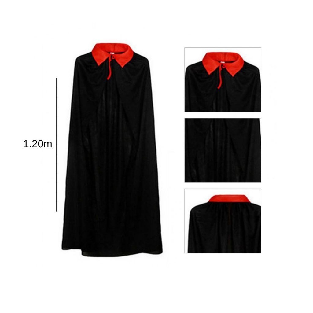 Fantasia Capa Vampiro Festa Halloween 1,2m 01 Un. Fantasia Dracula Vampiro Halloween Festas