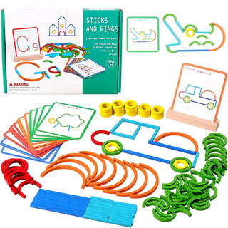 ​​Jogo Quebra-Cabeça Madeira Montessori Anéis e Varetas Criativos-Brinquedo Educativo 3+ …