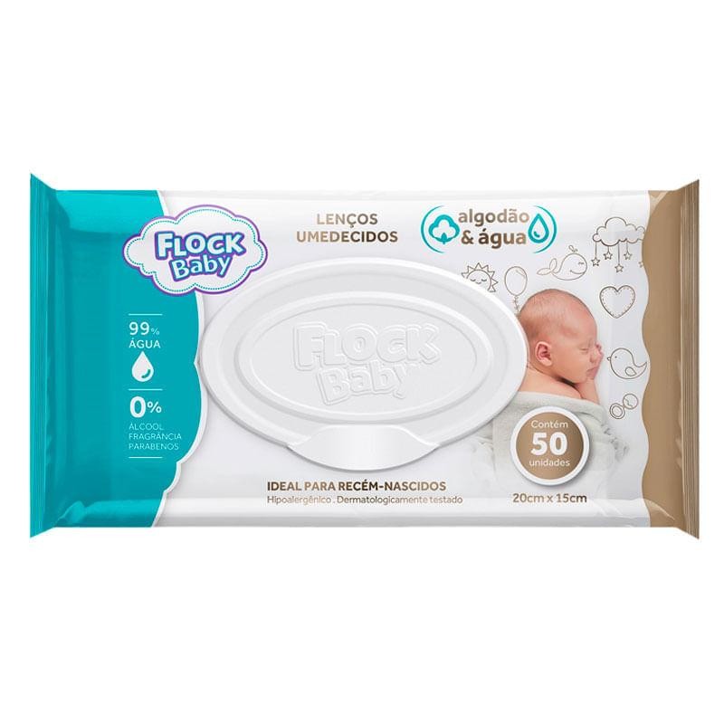 Lenços Umedecidos Flock Baby Algodão & Água 20cm x 15cm 50 Unidades em Oferta na Shopee