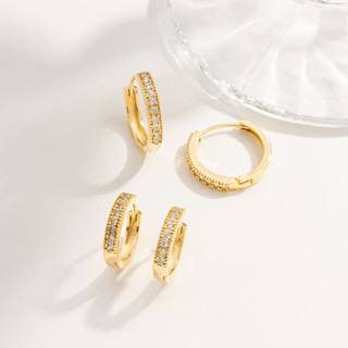 Argola Duo Cravejada Banhada Ouro 18K em Oferta na Shopee