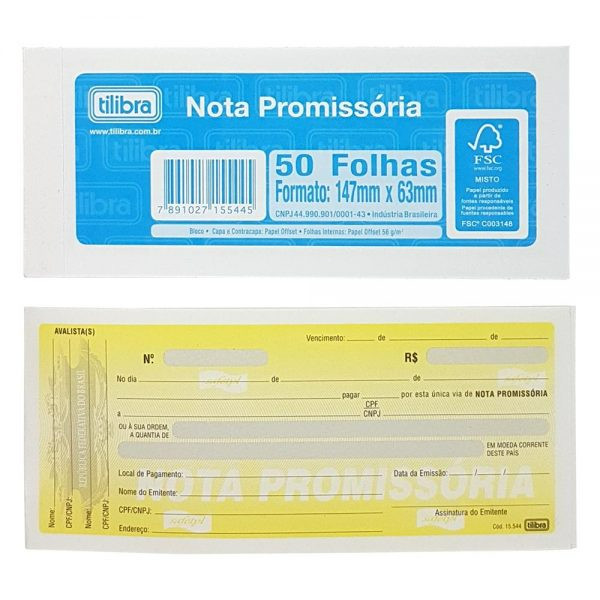 Nota promissoria pequena pacote com 10 blocos de 50 folhas - tilibra
