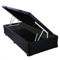 Cama Box Baú Solteiro Extremo Reforçado Homequeen Sintético Preto 41x88x188