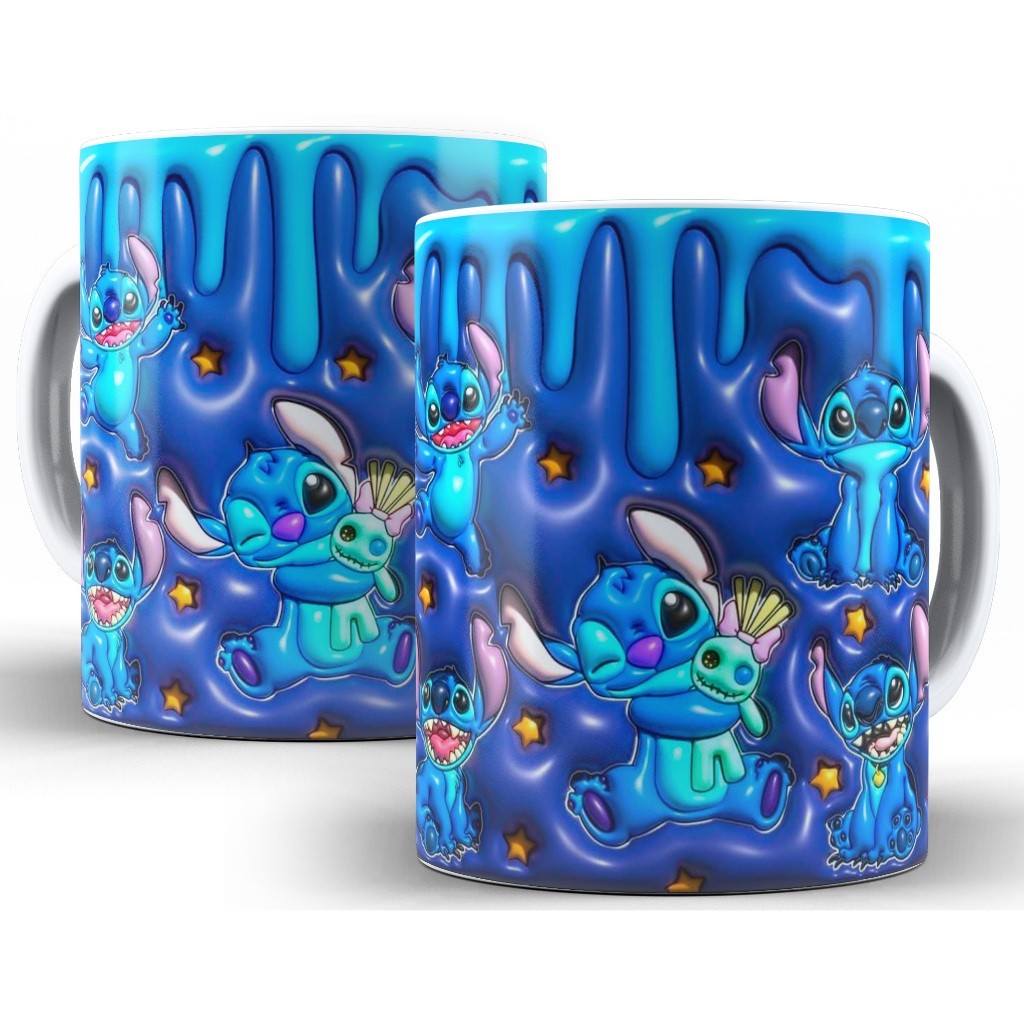 Caneca Xícara Lilo e Stitch Disney Efeito 3D Personalizada Mod 2 Presente - Porcelana 325ml