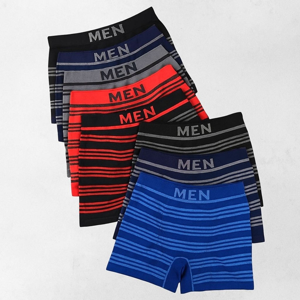 Kit com 10 Cuecas Boxer Masculina de Microfibra Listrada Tecido Elástico Confortável ou Kit com 4 Unidades