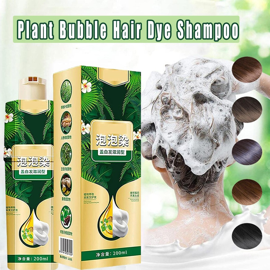 3-Em-1bolha Planta Pura Tintura De Cabelo Shampoo Condicionador Coloração Suave Seguro Não...