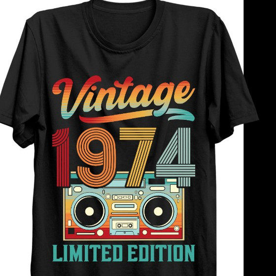 Camiseta Feminina Algodão Premium Vintage 1974 T-shirt Básica Confortável