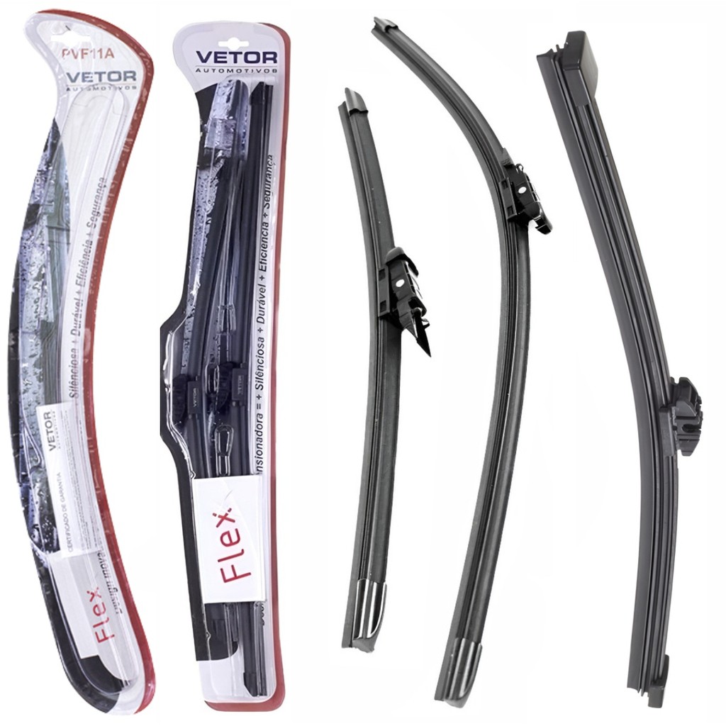 Kit 3 Palhetas Silicone Limpador Parabrisa Dianteiro e Vidro Traseiro Vetor Auto Argo 2018 a 2022