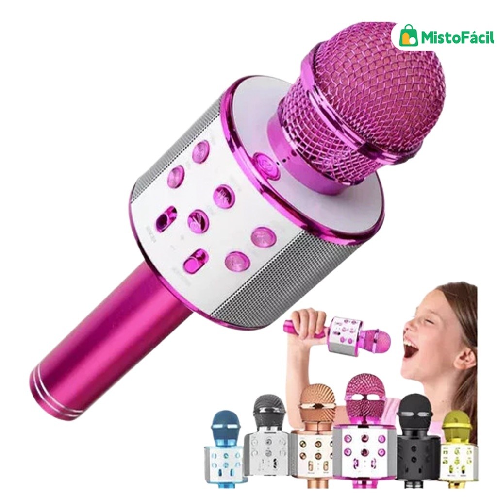 Microfone Infantil Karaokê com Bluetooth Efeito Voz Divertido Recarregável em Oferta na Shopee