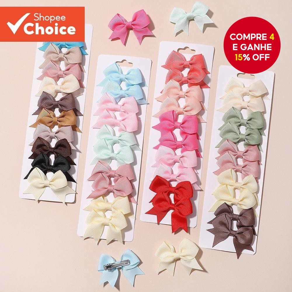 10 Pçs/Set Bonito Fita Bowknot Grampos De Cabelo Para Bebês Meninas Cor Sólida Artesanal H...