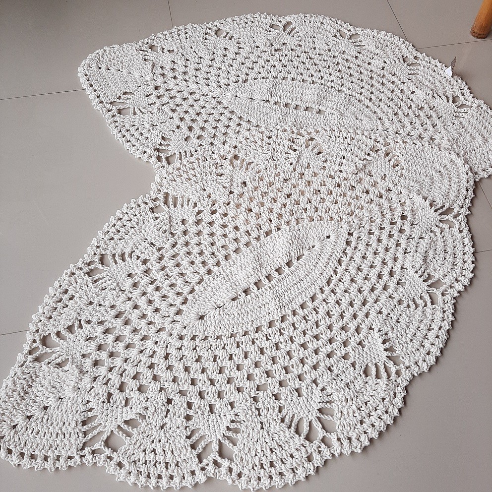 Par de tapete em crochê Artesanal Feito À Mão (Modelo: Abacaxi)