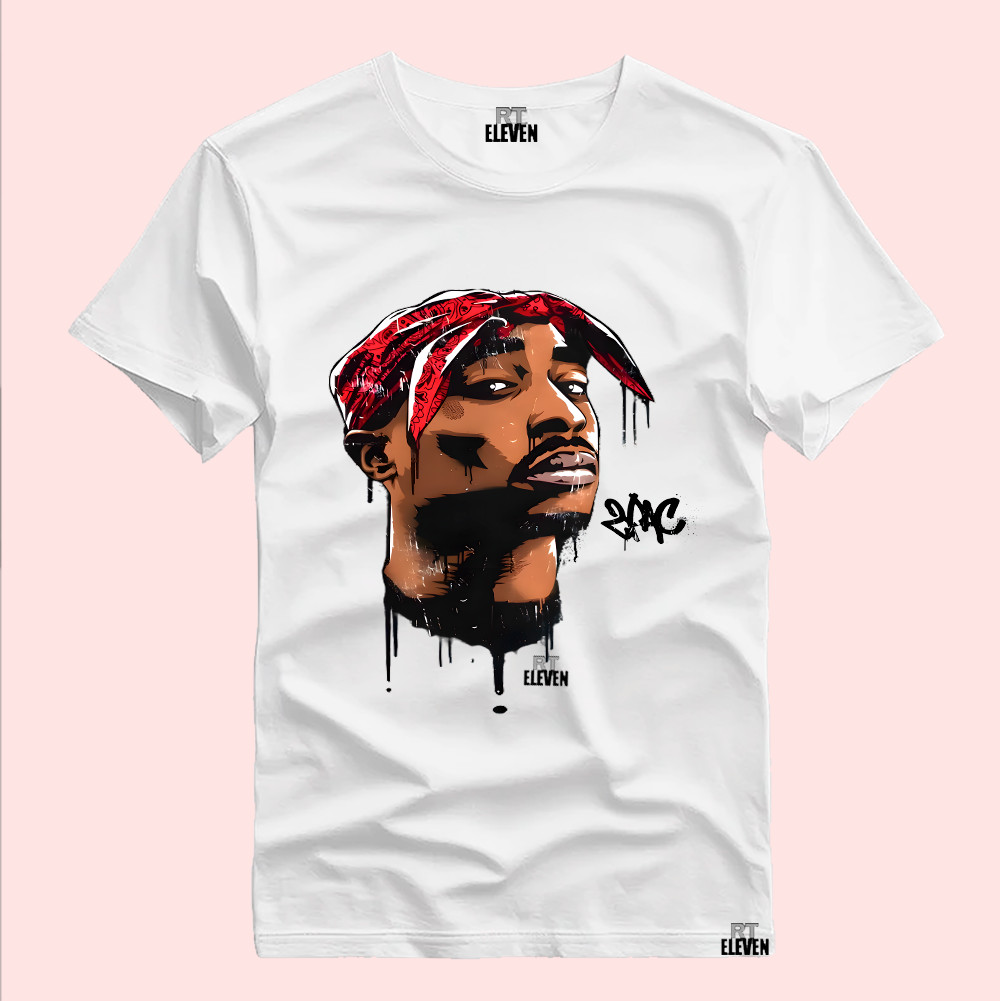 Camiseta Tupac Rapper Hip Hop Estampa Blusão Camisa 100% Algodão Malha 30.1 Camiseta masculina e Feminina