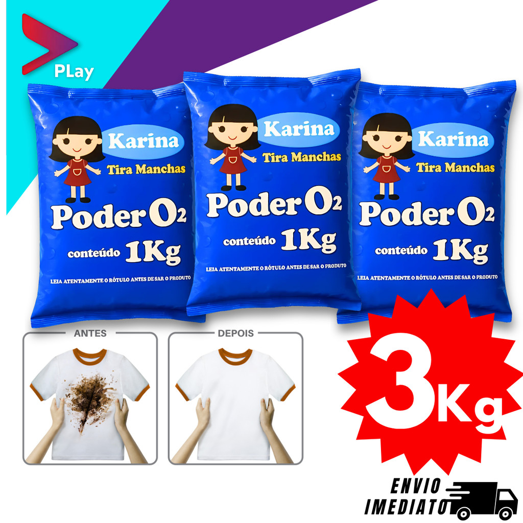 Percarbonato Sódio Tira Manchas em Pó Kit 3 kg sem Cloro Alvejante Roupas Brancas e Coloridas em Oferta na Shopee