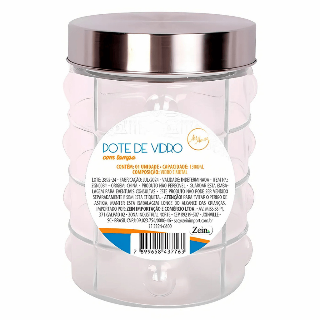Pote de Vidro 1,3 Litros Com Tampa Inox Bubble Style – Euro Home em Oferta na Shopee