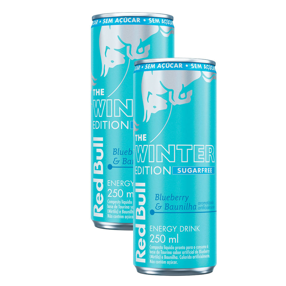 Kit 2 Energético Red Bull The Winter Edition Sabor Blueberry e Baunilha Zero Açúcar 250ml - Food & Beverages