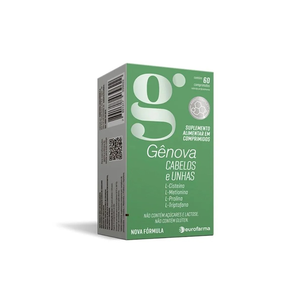 Suplemento Gênova Cabelos e Unhas 60 Cápsulas Eurofarma Queda e Crescimento Original