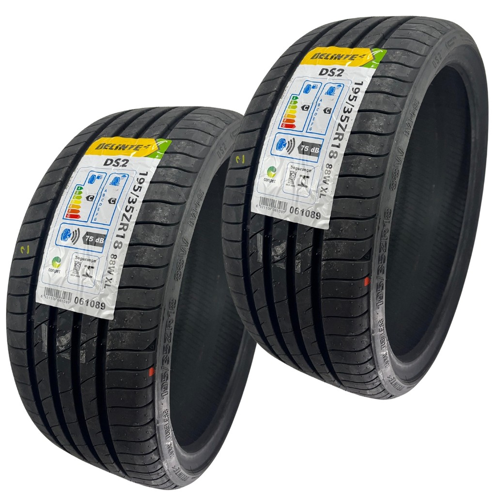 Kit 2 Pneus Delinte 195/35ZR18 88W XL DS2 Aro 18 Perfil Baixo Estabilidade Total Carros Rebaixados em Oferta na Shopee
