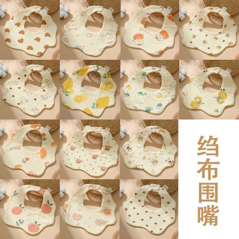 【Angel 】Babador de Crepe de seis camadas de algodão infantil, toalha de Saliva para bebê, bolso de arroz, leite Anti-cus