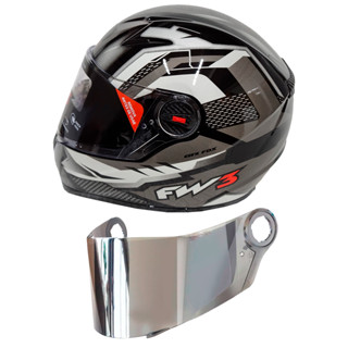 Capacete Moto Fw3 Gtx Fox Grafite Oculos Interno Top + Viseira Cromada FW3 em Oferta na Shopee