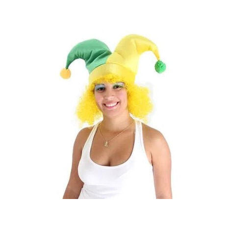 Chapéu Bobo Da Corte Verde E Amarelo Com Peruca Festa Brasil em Oferta na Shopee