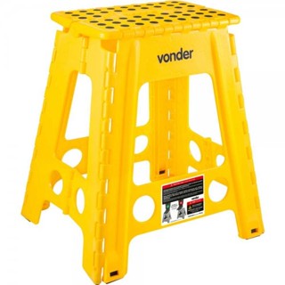 Banqueta Plástica Dobrável Alça 450mm 150Kg Amarela Vonder em Oferta na Shopee