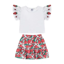 Conjunto Infantil Feminino Flor De Morango