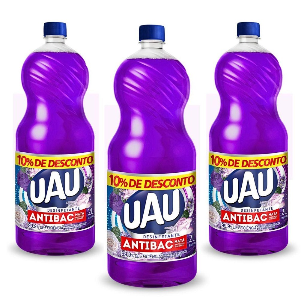 Kit 3un Desinfetante 2L Lavanda E Rosas Uau Antibactericida em Oferta na Shopee