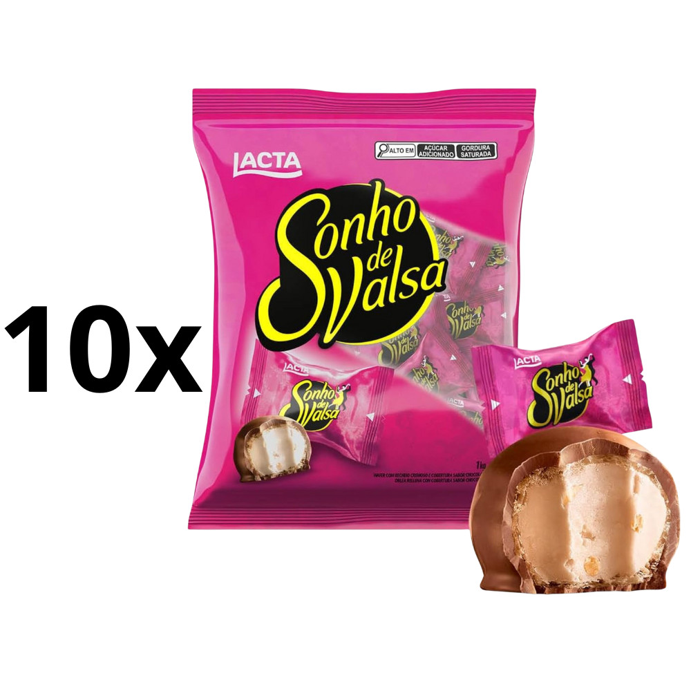 Kit com 10x Bombom Sonho de Valsa Lacta 1kg