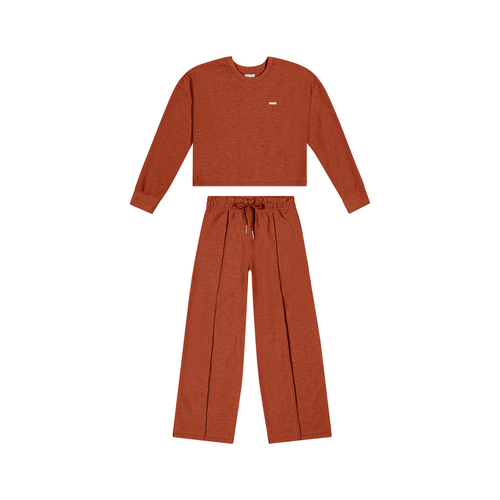 Conjunto Infantil Menina Malha Tricô Colorittá Marrom - Baby & Kids Fashion