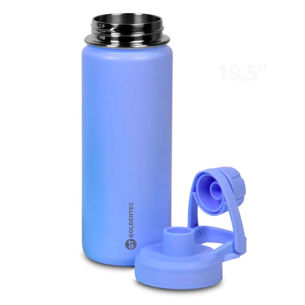 Garrafa Térmica Inox Goldentec 500 ml para bebidas quentes ou frias com tampa com bico e base emborrachada - Lilás - Home & Living