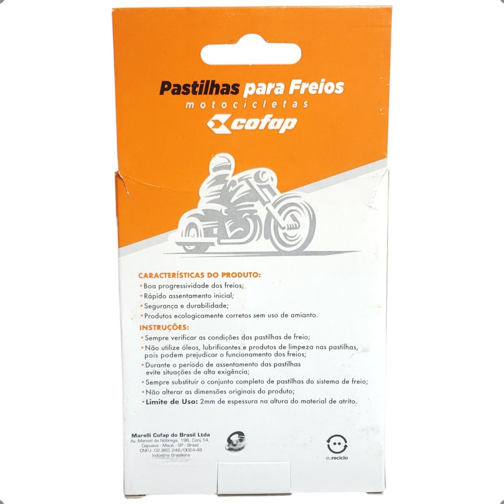 Detalhes do Pastilha Freio Orgânica Original Cofap P/ Yamaha Neo 115 Crypton Xt 225 Yzf R1 Dafra Zig