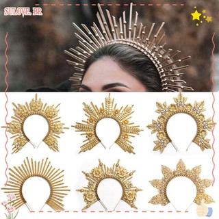SULOVEDU Headpieces , Acessórios De Cabelo Feitos À Mão , Faixa Dourada , Tiara De Deusa De Coroa De Casamento Nupcial