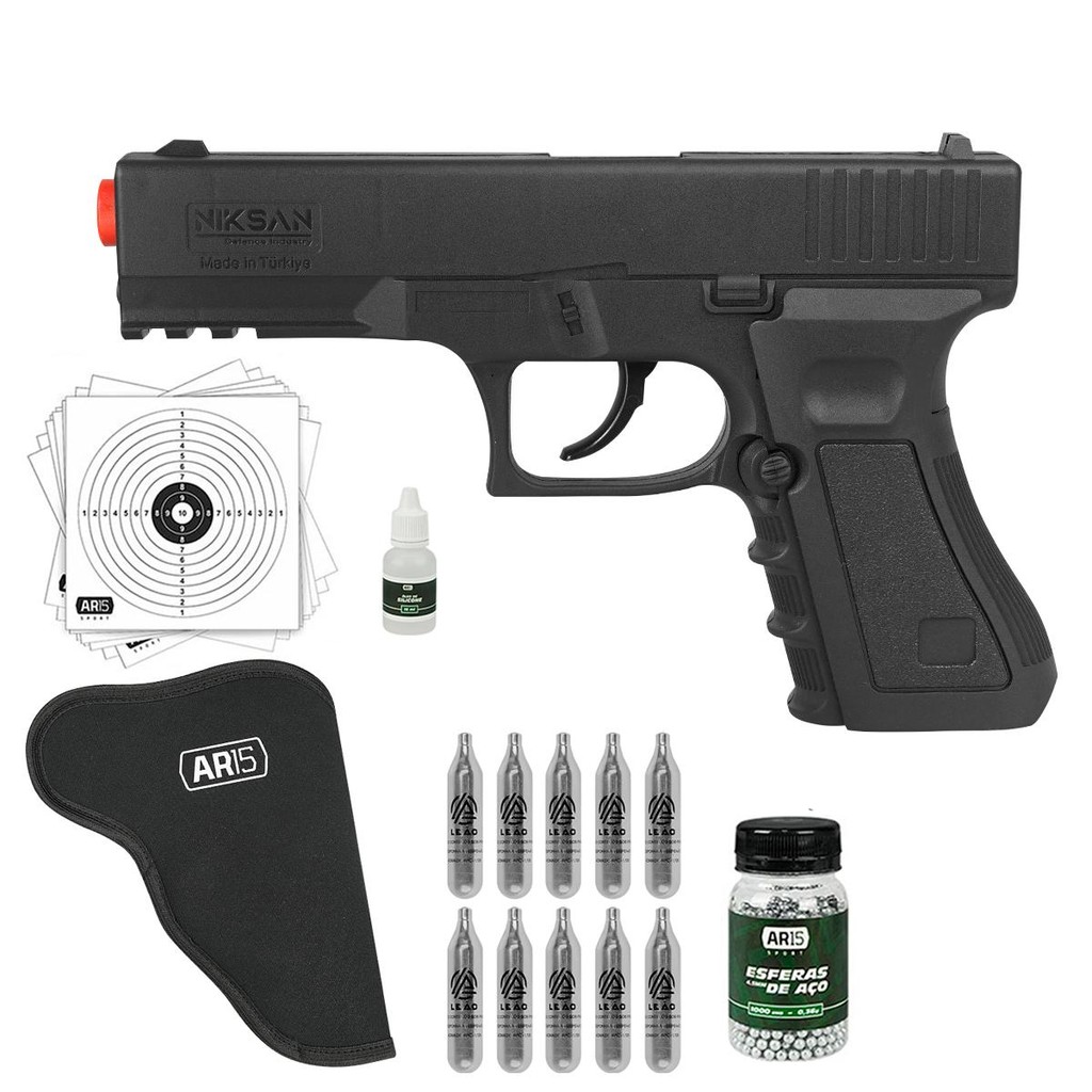 Pistola de Pressão CP17 Co2 4.5 Niksan NBB + 10x Co2 Coldre em Oferta na Shopee